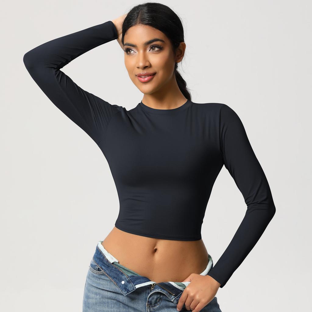 Women Sports T-Shirts Long Sleeves Compressed Quick-dry Super Elastic Suitable For Running Fitness Training Yoga