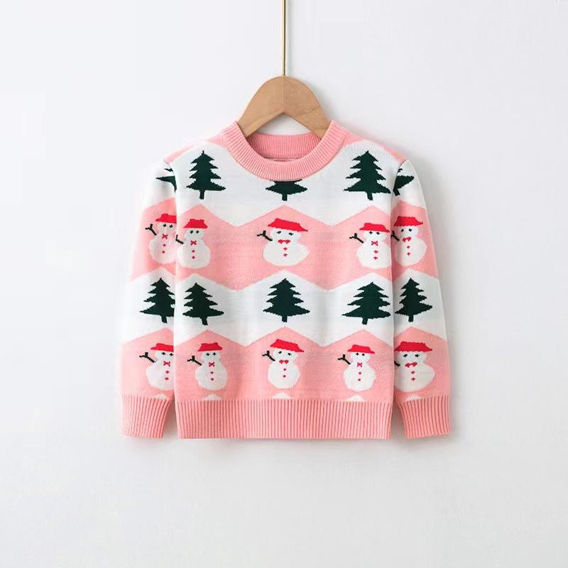 Christmas Boys Girls Sweater Party Pullover Cotton Clothes Kids Autumn Winter Knitwear Top