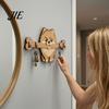 Decorazione Rustica Porta Chiavi da Parete in Legno, Gancio da Ingresso a Forma di Cane che Tiene un Osso, Organizer da Parete per Casa, Cucina, Corridoio,