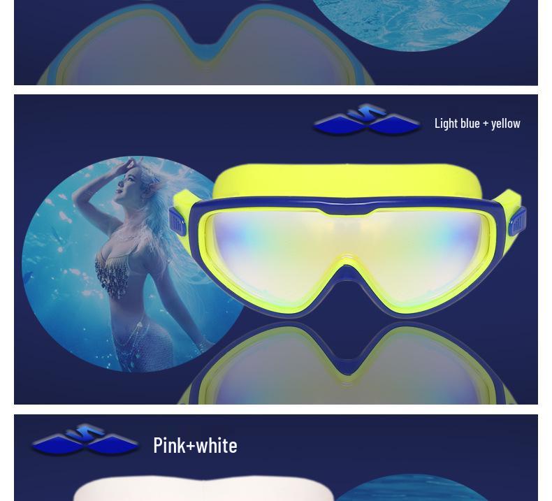 Kids' Anti-Fog HD Swimming Goggles - Large Frame for Boys, Girls, Students, Diving & Swimming Gear.