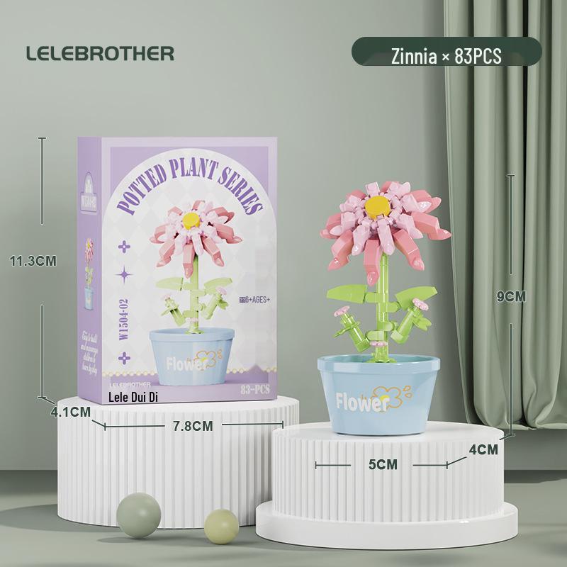 LEGO-Compatible Eternal Flower Succulent Potted Plant Building Kit for Kids