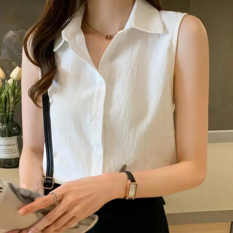 Chiffon Sleeveless Shirt Women's Temperament Versatile Solid Color Loose and Fashionable Base Vest Top