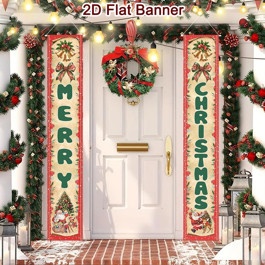 Merry Christmas Door Banner Decoration 2026 Christmas Decor for Home Xmas Hanging Ornaments Navidad Noel Gifts New Year 2026