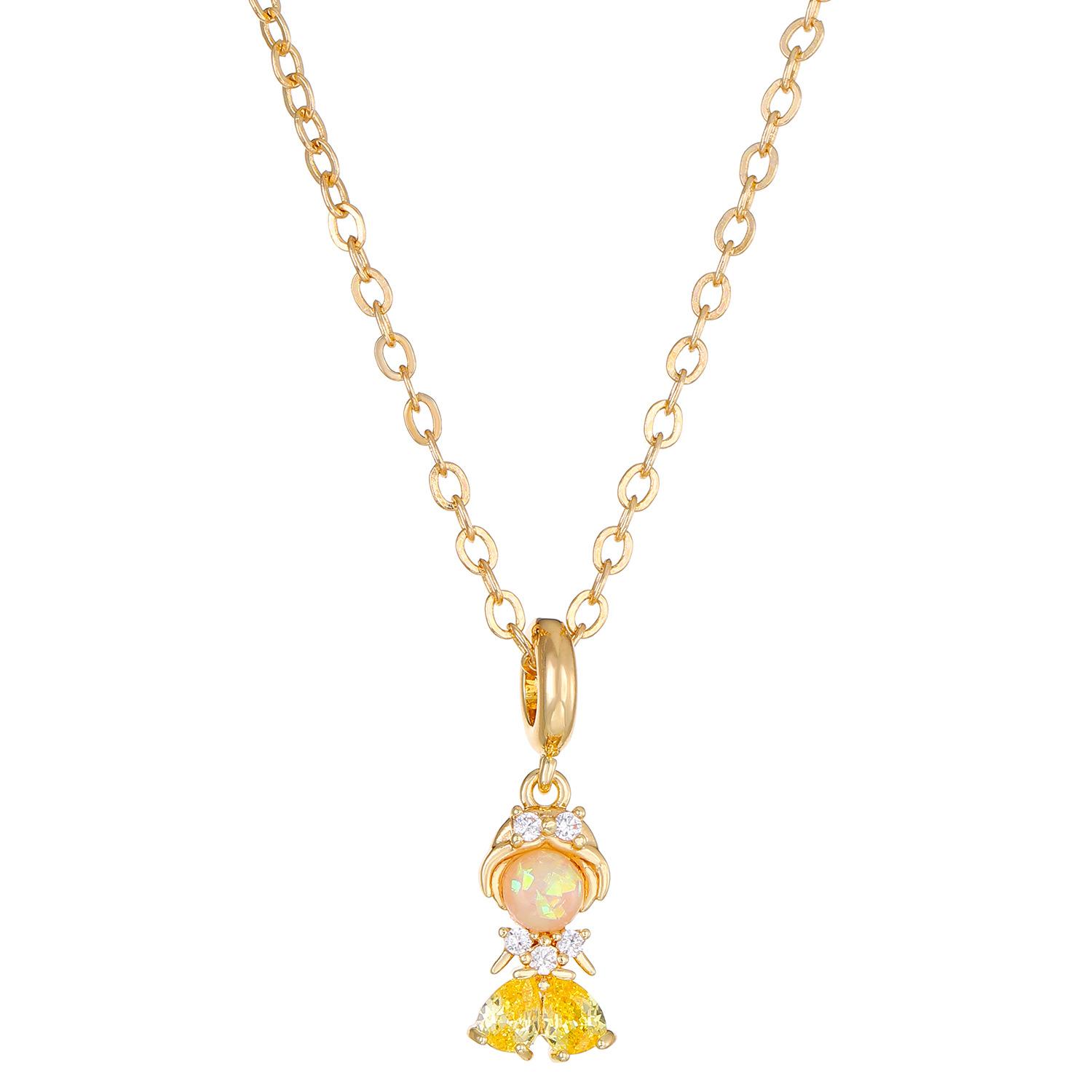 

High quality 2026 temperament fairy tale princess sweet necklace ins fashion color zircon mermaid high quality pendant