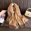 Brand Women Silk Scarf Female Stripe Foulard Femme Pashmina Shawls And Wrap Big Size Scaves Beach Towel Bandana Muslim Hijab