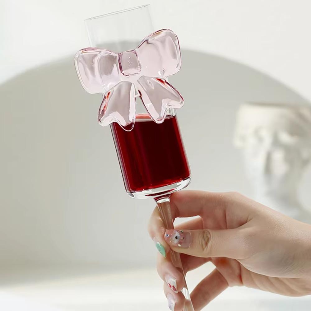 2 Stück Ultra Dünn Rosa Schleife Champagnerglas Klar Hoher Fuß Weinglas Trinkgläser Bar