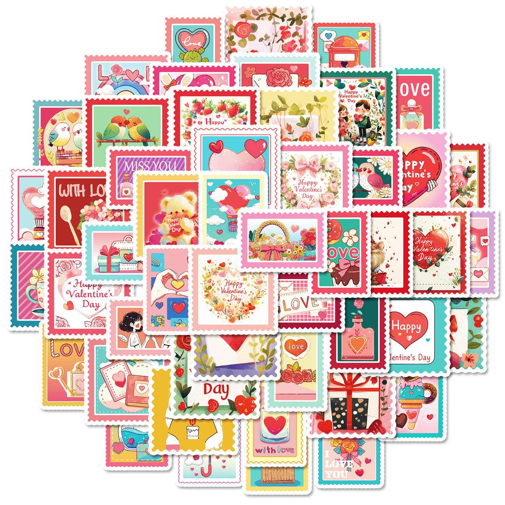 50-300 Valentine's Day Stickers Diy Valentine's Gift Greeting Card Decorative Waterproof Stickers