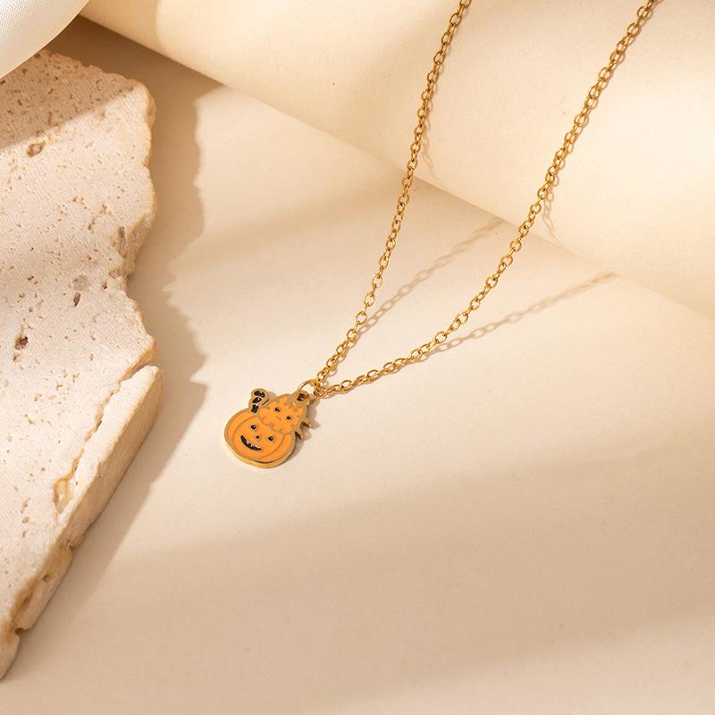 European & American Christmas Cartoon Moon Bat Pendant Necklace, Creative Clavicle Chain Gift for Women