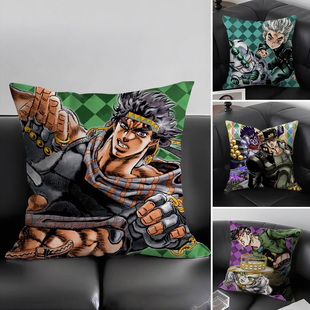 J-JoJo B-Bizarre Adventure Pillow Case Home Dorm Chair Back Short Plush Double-sided Printing Office Nap Time Cushion Cover