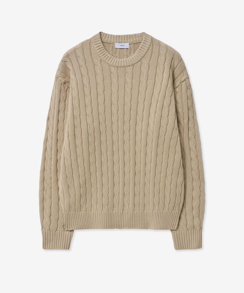 Tienjiti Cable Long Sleeves Knit Top (Tan Beige) Tnsw5E102I2