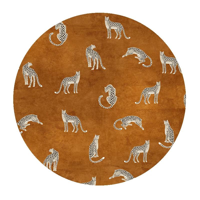 Leopard Print Bedroom Decor Round Rug Fluffy Soft Carpets for Living Room Modern Minimalist Plush Carpet Home Non-slip Floor Mat
