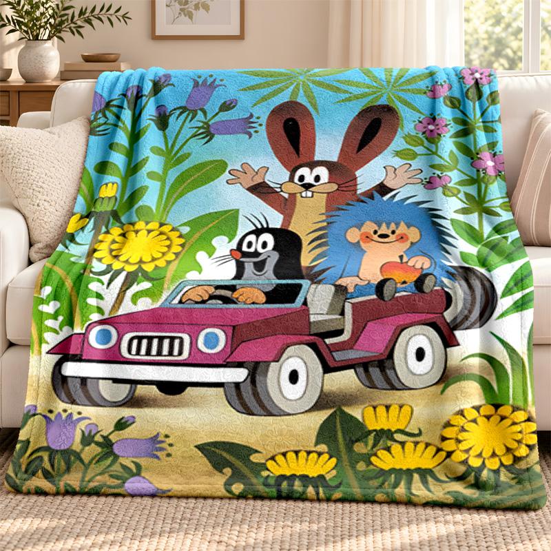 Cartoon-Maulwurf-Decke Flanell-Decke Weiche kuschelige Plüschdecke für Sofa Bett Leichte Heimdekoration Camping im Freien