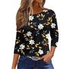Women's Fashionable Casual Round Neck T-Shirt With Floral Print And Three-Quarter Sleeves