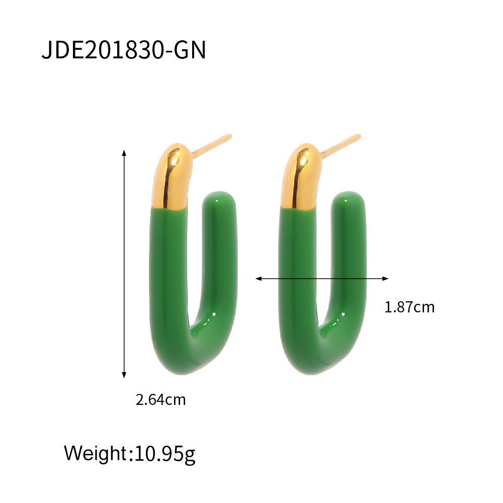 

Gold-Plated Stainless Steel Earrings with Creative White Enamel Design