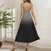 Women Sleeveless V Neck Long Dress Gradient Print Spaghetti Strap Maxi Dress Loose Fit Summer Casual Wear