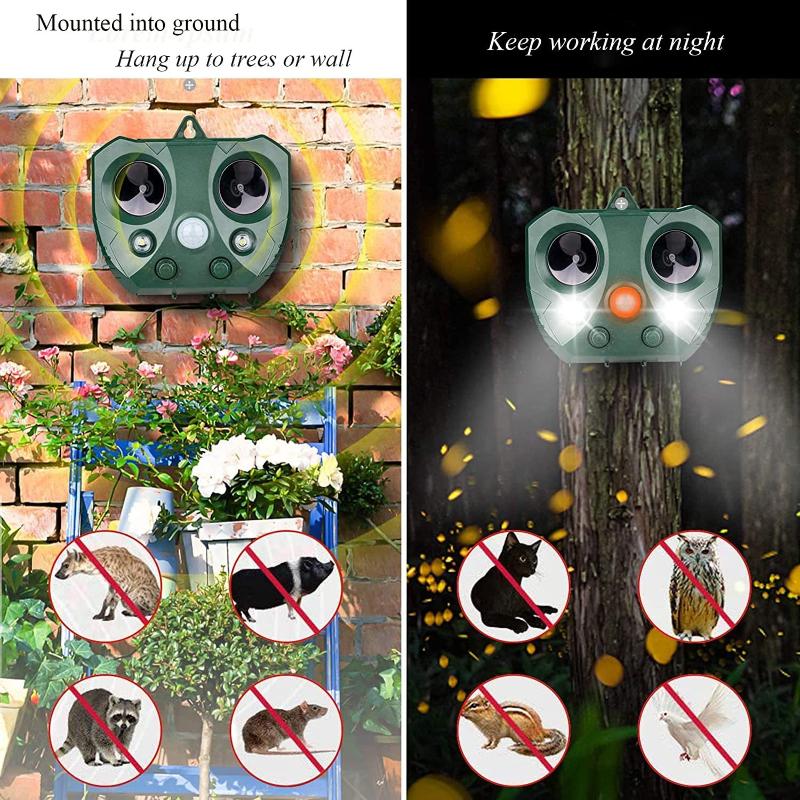 Ultrasonic Rodent Repellent Outdoor Solar Animal Repellent Infrared Induction Flash Bird Repellent