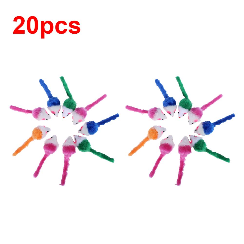 10pcs Pet Cat Toys False Mouse Mini Funny Playing Toys for Cats with Colorful Feather Plush Mini Mouse Toys Pet Supplies