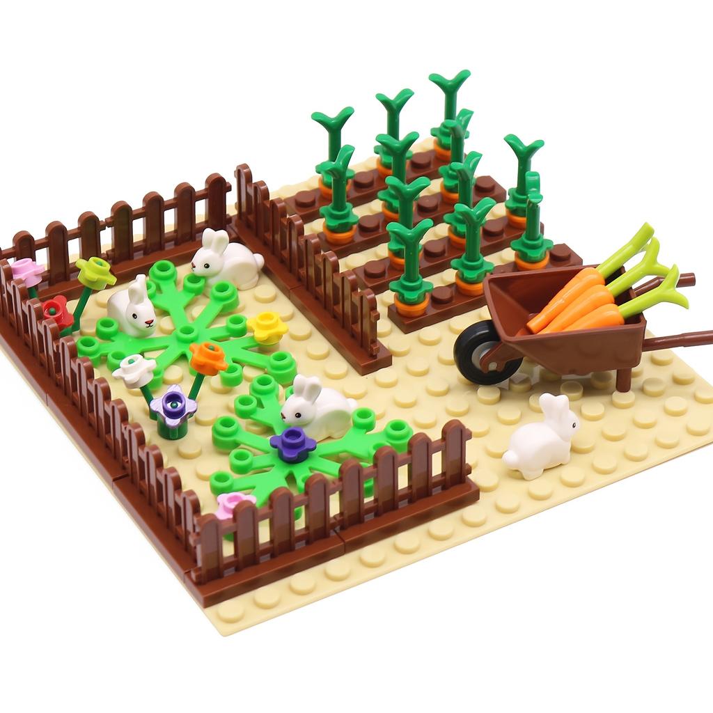 Kleinteile Bauernhof Baustein Set - DIY Kürbisfeld und Tierstall Dekoration Spielzeug