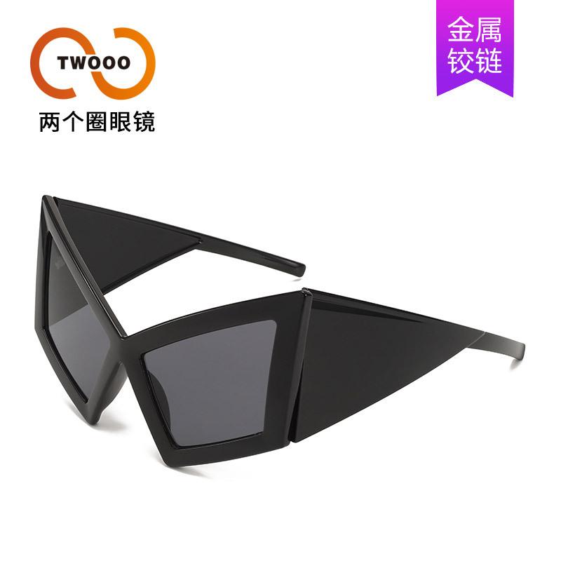 Zwei Kreise, Brille mit Zukunftstechnologie, personalisierte Lokomotiv-Wind-Sonnenbrille mit großem Rahmen, übertriebene moderne Sonnenbrille T1197