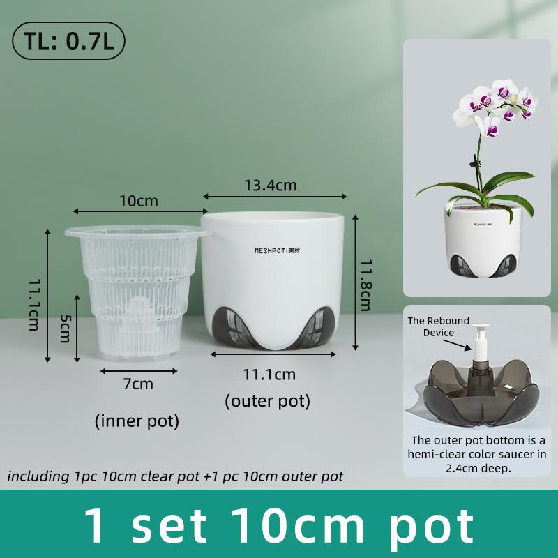 

Сетчатые горшки для орхидей с отверстиями для пересадки, двухслойный пластиковый имитационный керамический горшок для орхидей, обеспечивающий хорошую циркуляцию воздуха CHINA