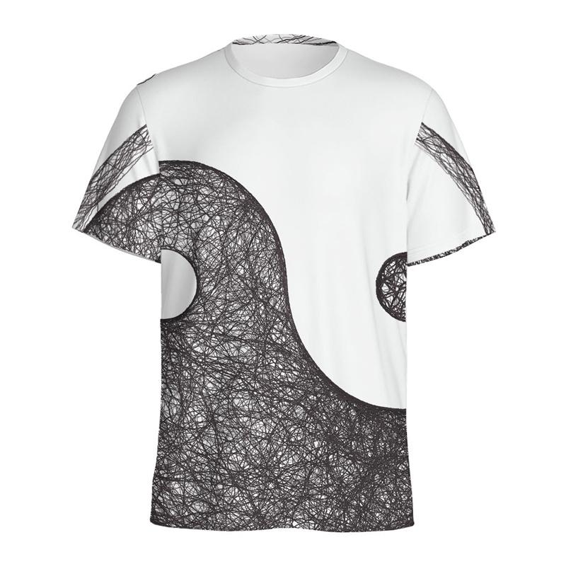 Černé Bílé Vzor Jin Jang Pánské Tričko Cool Street Kulatý Výstřih Krátký Rukáv Trička Top Dámské Léto 3D Tištěná Volná Trička