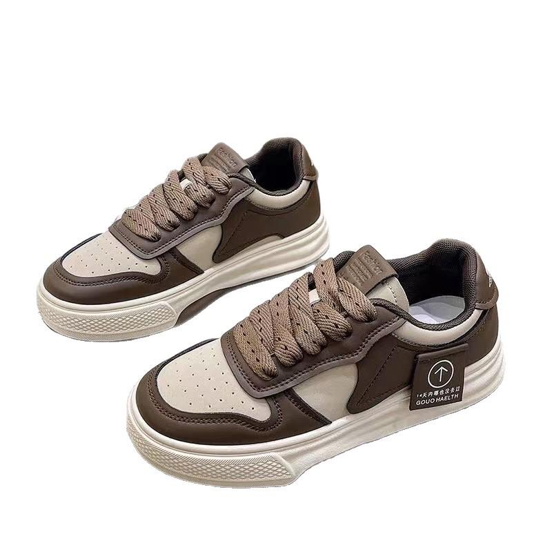 Women's White Chunky Sole Sneakers - Spring/Autumn Breathable Casual Korean Style Versatile Dad Shoes