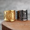 Retro Saint Benedict Medal Wide Ring For Men Stainless Steel Metal Cross Vintage Punk Gothic Accessories Blessing  Gift