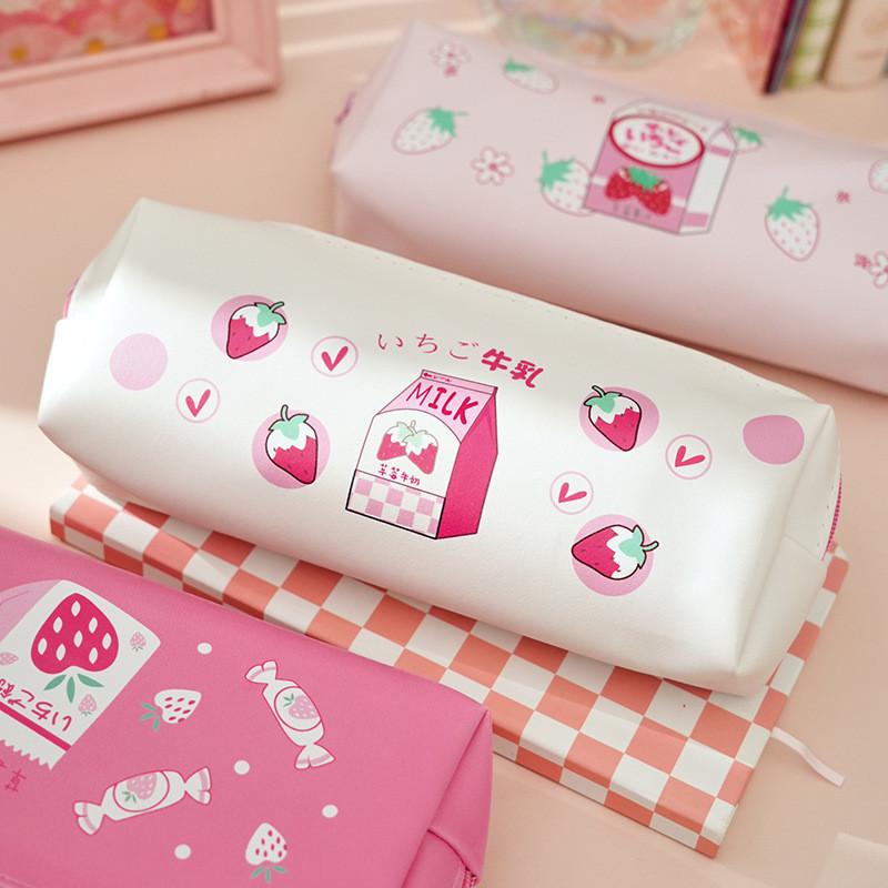 Girls Leather Pencil Case With Large Capacity For School And Travel Storage