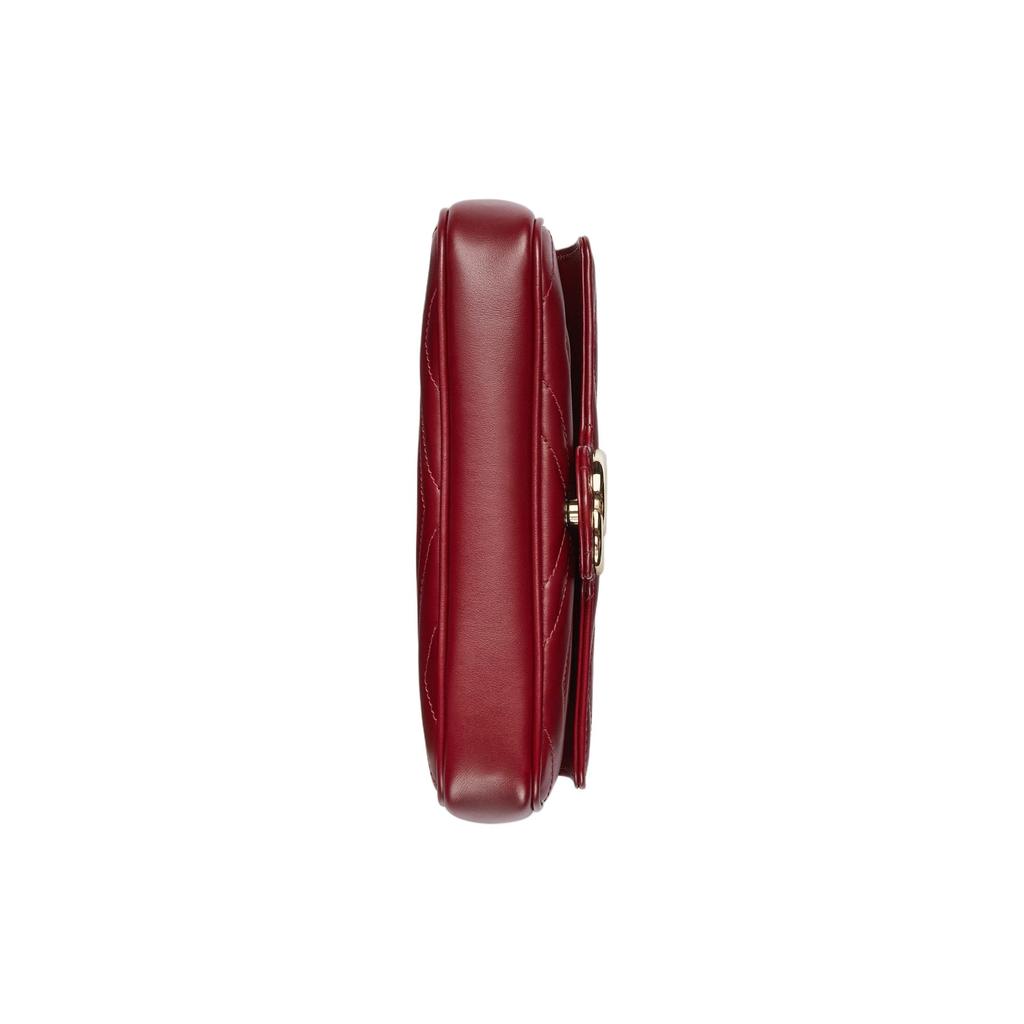 Gucci GG Marmont Herringbone Leather Shoulder Bag, Crossbody Bag Small Women's Red 751526-AADQM-6241