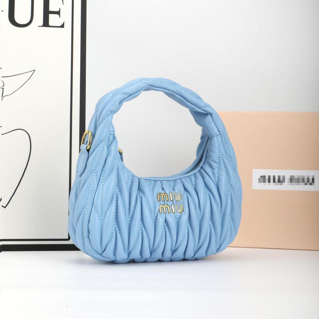 Miu House Lambskin Ruched Dumpling Hobo Bag: Trendy Crescent Underarm Crossbody for Women