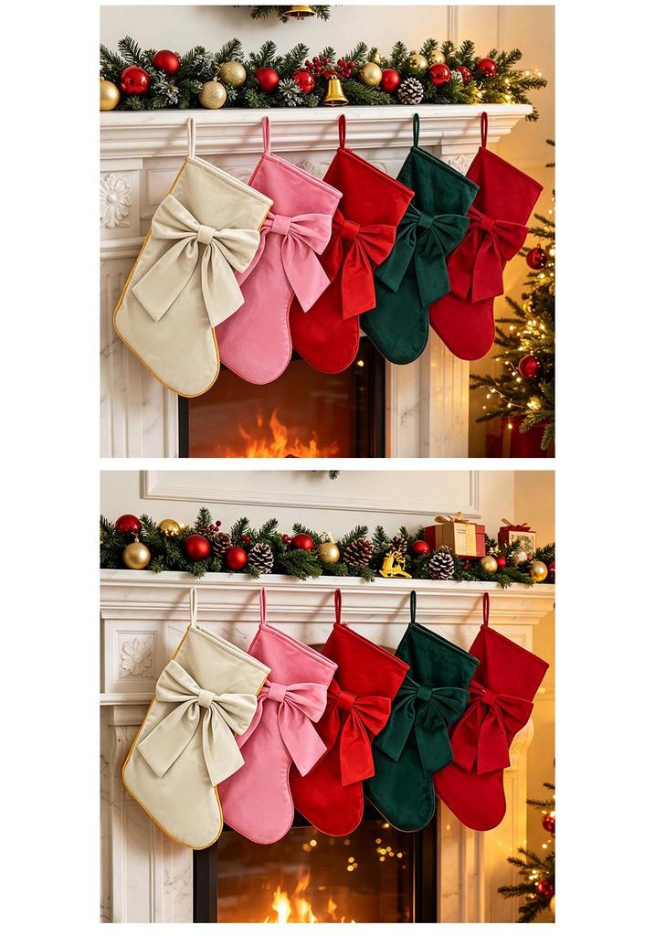 Christmas Tree Ornaments, Stockings, Bows, Gift Bags, Fireplace Hangers, Plush Candy Bags, Wall Decorations