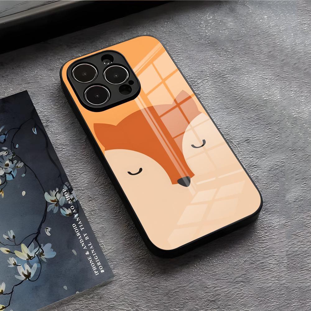 

Leaves Fall Fox Halloween Phone Case For IPhone 17 Air 16 E Pro Max 15 14 13 Mini 12 Pro 11 Max Plus Black Glass Cover iPhone 14 Plus