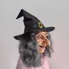 Witch With Hat Mask Cosplay Sorceress Old Nana Grandma Witches Latex Helmet Halloween Carnival Dress Up Party Costume Props