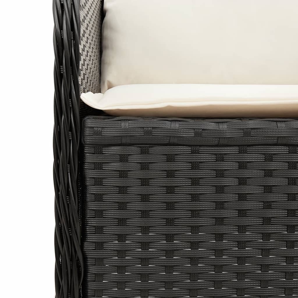 Garden Chair with Cushions 2 Pcs. Adjustable Black Poly Rattan