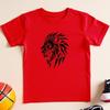 Kids Geometric Lion Head Print Crewneck Breathable Summer Short Sleeve Tee