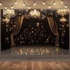 Luxurious Background Fabric Paired with Elegant Chandeliers, Golden Curtains and Twinkling Stars - Polyester Wedding Decorations