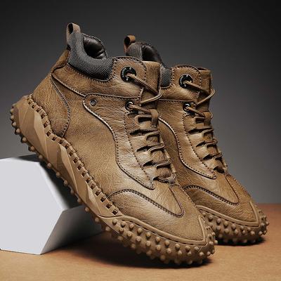 Fall/ Winter Men Hip-top Handmade  Leather Soft Sock Ankle Boots Autumn Winter Men Boots Men's High-top Leather Boots Casual Sneakers