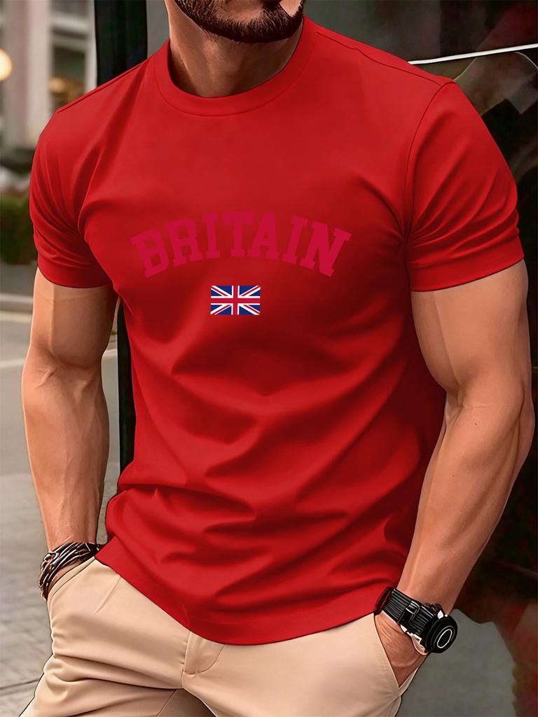 Britain Text With Flag Prints Cotton TShirts Men Summer Oversized ONeck T Shirt Comfortable Short Sleeve Tops Basic Clothes