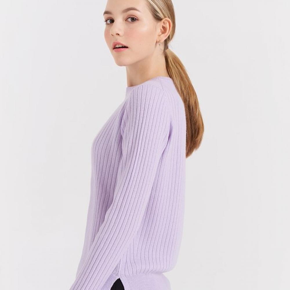 Dal Cashmere Rib Knit Pullover Lavender