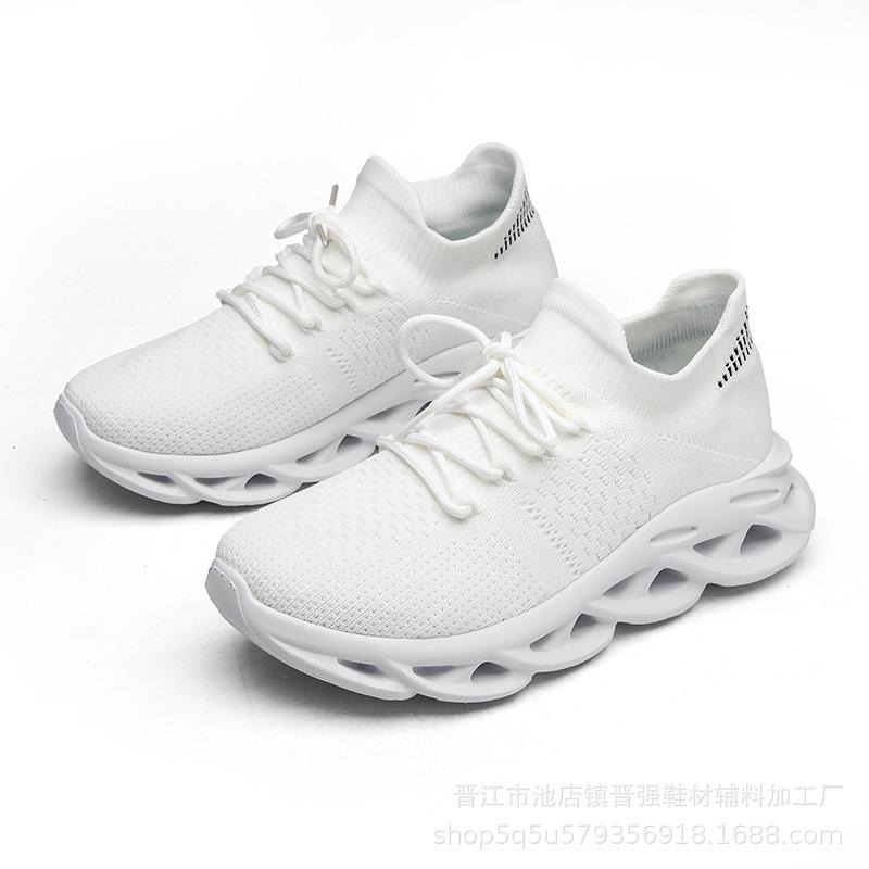 

Мужская обувь большого размера, новая сетчатая обувь для начала осени, легкая и дышащая сетка Flyknit, популярная уличная спортивная и повседневная трендовая обувь 46 белый