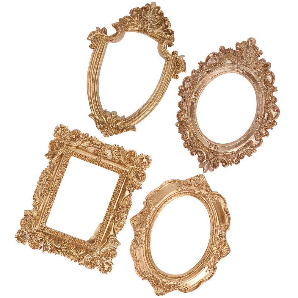 

4 Pcs Ornament Picture Frames Bulk Decorative Ornaments Photo Vintage Golden Small Resin 12.5x10x1cm золотистый
