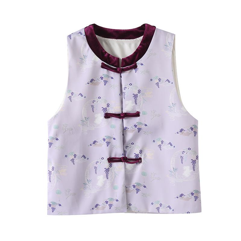 2025 early spring high-end temperament vest women's print versatile sleeveless vest top