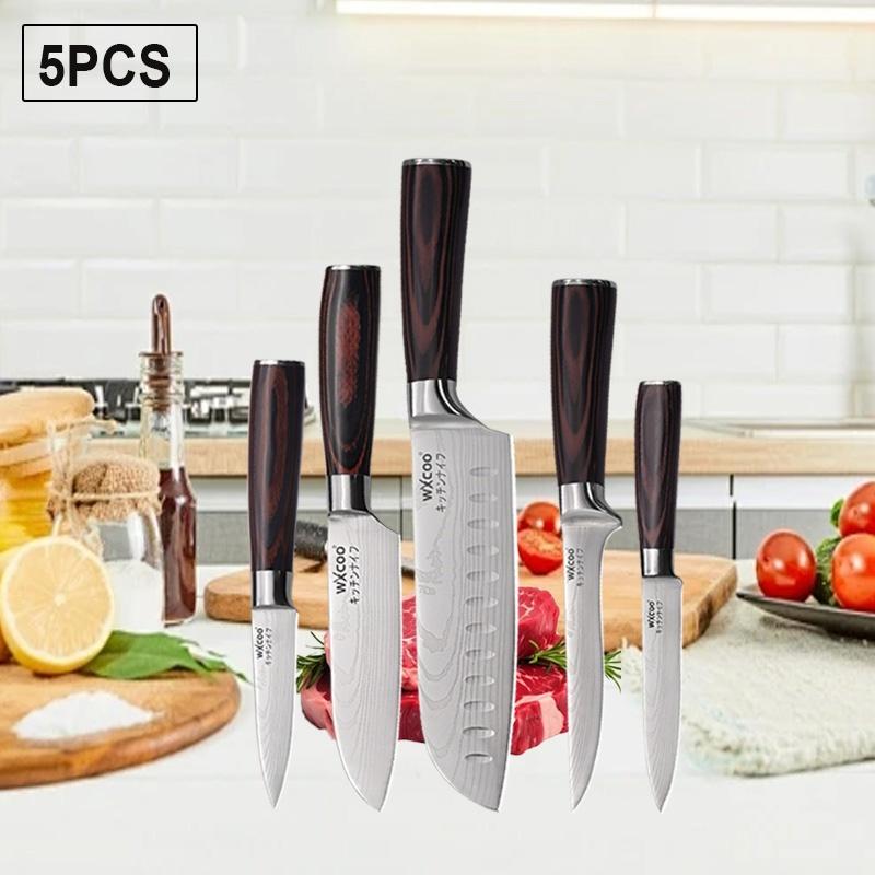 WXCOO Professional Knives Damascus Laser Chef's Knife for Cutting Bone Bread Fruit Melon Stainless Steel Cooking Tools