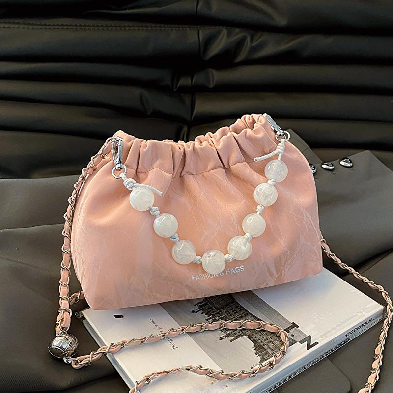 

Новая китайская сумка из бисера, женская новая летняя сумка через плечо с цепочкой, мятая сумка-ведро