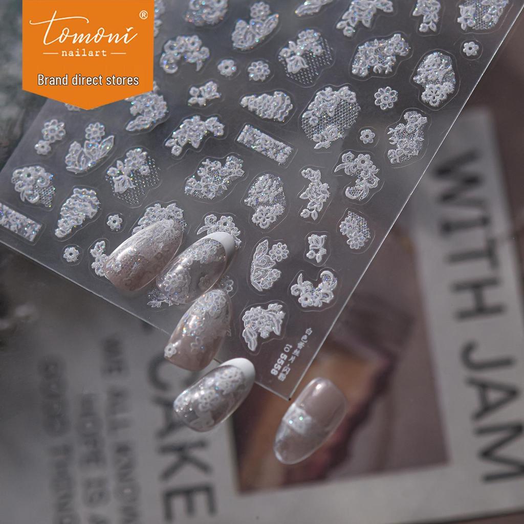 Tomoni Retro Lace Glitter Nail Art Stickers - DIY Exquisite Style Mixed Pack