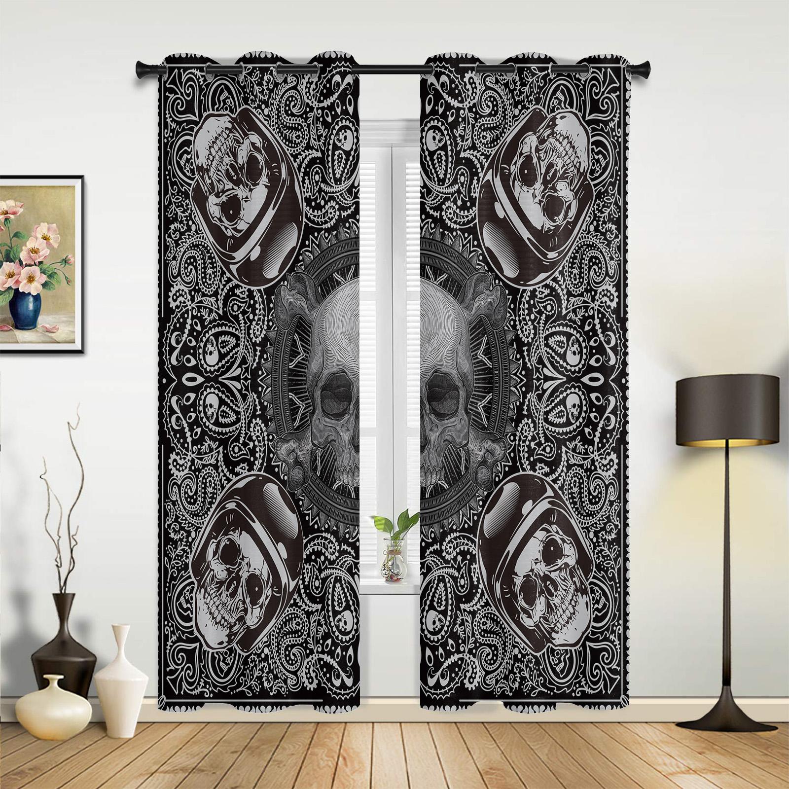 Schedel Muur Horror Gordijnen voor Slaapkamer Woonkamer Draperieën Keuken Kinderkamer Raamgordijn Moderne Huisdecoratie 135W x 60H(cm) x1
