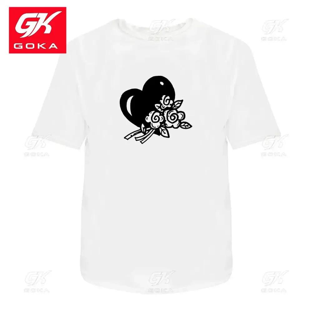 

Heart Roses Unisexs Womens Cotton T Shirts Graphic Clothing Short Sleeve Vintage Tops Printed Tees Y2K Clothes Classic T Shirt S