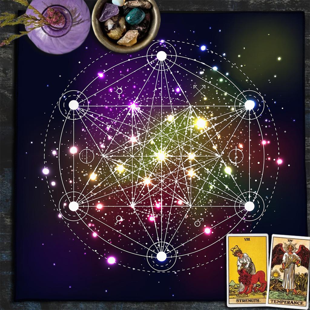 Tarot Tischdecke Mandala Blume des Lebens Altar Tuch Für Divination Meditation Kreis Galaxie Tarot Matte Spirituelle Orakel Karten Pad