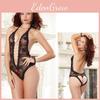 Elegant Lace Bodysuit Set For Women With Open Crotch And Exquisite Sheer Design