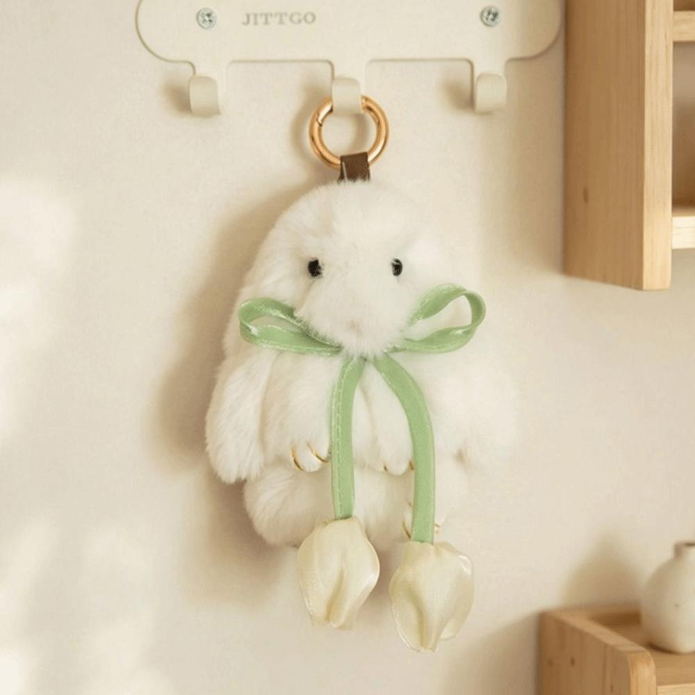 Soft Plush Doll Pendant PP Cotton Cartoon Bunny Keyring Sweet Tulip Rabbit Keychain Girl